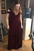 I bought this dress in burgundy for prom. I wear a 32DDD so I was worried it would be too small around the bust, but it fits perfectly! The colour looks gorgeous in person and the material is truly comfortable. The dress is a bit long for me, but since I'll be wearing heels, it will be the perfect length! Definitely recommend going by the size chart, fits extremely well! - Amber H.