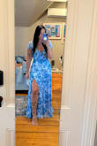 Sensationally Sweeter Blue Floral Ruffled Maxi Dress