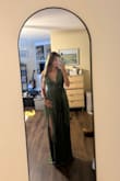 Love this dress! Fits perfectly - a little long (Im 5-6) but when I put my shoes on that Ill be wearing its perfect. You can see the extra length in the pic (not wearing any shoes). Wouldnt have to wear any bra / sticky bra / tape if you didnt want to! Everything was pretty secure & because of the texture it wasnt obvious I wasnt wearing a bra. Overall love! Wanted something flattering but that I can also dance in! - Makayla S.