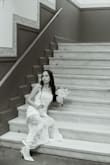 Winslet White Satin Sheer Hem Strapless Maxi Dress