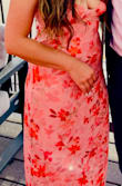 Endlessly Cute Pink Floral Mesh Cutout Lace Bustier Maxi Dress