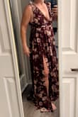 Weird fit, maybe if I had bigger boobs. I wear a 10 and she's gappy in the boobs, cup is a b- would have had to use tape to hold the girls up, but tight at the zipper. Slit is a little high, but not a show stopper. Fabric is lovely. - Kathy F.