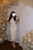 Kenna Ivory Lace Flutter Sleeve Midi Dress