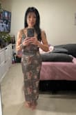 Cateline Charcoal Floral Sequin Bodycon Midi Dress