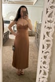 Irelyn Light Brown Satin Bustier Midi Dress