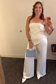 Zettie White Organza Asymmetrical Jumpsuit