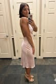 Val Blush Satin Backless Midi Dress