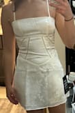 Elin White Floral Jacquard Lace-Up Mini Dress