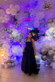 Rani Navy Taffeta Halter Maxi Dress