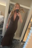 Eye-Catching Silhouette Dark Brown Cowl Neck Halter Maxi Dress