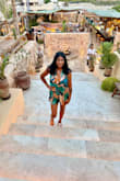 Demma Teal Multi Abstract Satin Romper