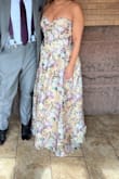 Kathani Light Yellow Floral Jacquard Bustier Maxi Dress