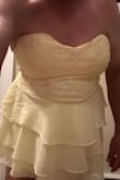 Eryss Light Yellow Embroidered Lace-Up Tiered Mini Dress