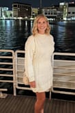 Patchwork It Cream Cable Knit Cutout Sweater Dress