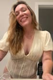 Fit really well. Soft material. See through in the midsection in the most perfect way. Not too revealing. Fits my large chest. Love the color and the puff sleeves. Really comfortable even when sitting. - Susan P.