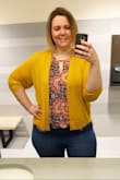This tank is everything I want in summertime clothing. The material is very thin, but not at all sheer. The print is vibrant alone, or can be muted a bit by adding a solid cardigan. The tank can be dressed way up with black pants and heels; or serve as a super casual top like the pic of the model. I'm in love. - Amberly S.