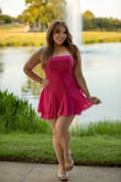 Perfected Sweetness Hot Pink Pleated Tiered Mini Dress