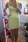 Brighter Side Light Green Floral Satin Jacquard Mini Dress