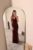 Stunning Mystery Brown Mesh Cowl Back Mermaid Maxi Dress