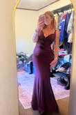 Dinah Wine Red Slinky Knit Rosette Maxi Dress