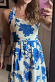 So I even use the chat to speak w/ a Lulus fitting representative, who advised on the medium and that a large would be too big. Just got the dress and thoroughly disappointed, though. I had read the other reviews that it was just so tight or couldn't even be zipped, which was pretty much the case. I am usually a small (in between a small and medium for Lulus) and this medium could barely be zipped up. there's no way I wish the sizing were more consistent with this dress because it really is pretty. Can't exchange and so I'll probably have to just resell it on the market&
It looks decent but you can't see the back- my son said it would probably pop open in Church lol - Maria J.
