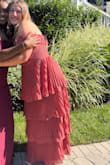 Always Remarkable Rusty Rose Pleated Off-the-Shoulder Maxi Dress