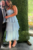 Seriously Sensational Light Blue Strapless Tiered Midi Dress