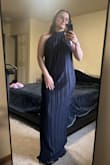 Absolutely love this dress! When I bought it I didn't realize how stretchy it would be, but it's perfect. It fits amazing, still slightly loose but form fitting enough. Still a little long when wearing 4-5inch heels but looks great. It's so comfortable too, would buy this in the green as well. - Sabrina K.