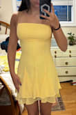 Perfected Sweetness Light Yellow Pleated Tiered Mini Dress
