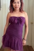 Picture-Perfect Persona Purple Mesh Bow Ruched Mini Dress