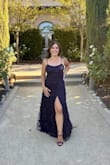 I bought this dress for a black tie optional wedding in September in California. It fit the event perfectly! The dress is incredibly flattering - the chest and waist fit well, the leg slit adds a little sexiness, and I like that the straps are adjustable. I originally bought the medium, but the chest was too tight so I sized up to a large. The lace overlay is stunning and really well-made. I am on the shorter side (5'2) and opted not to hem the dress, which was a mistake. People kept stepping on the back, causing the lace to be ripped in a few small, unnoticeable places. I plan on fixing that so I can wear this dress again because it's so pretty. Highly recommend! - Beth B.