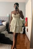 The fit is great; it gives you a nice shape. Loved the pearl detailing on the straps and around the bust. I got tons of compliments. - Jamie W.