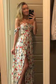 Omg I love this dress! It fits tight around the chest so it won't slip down throughout the day. I'm short so it's long enough to wear with heels or sandals. Very flowy I don't want to take it off! The print is super cute too! - Christian D.