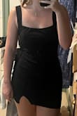 It fits great - loose on a small chest but still looks cute, fabric is thick and comfortable - Helen B.