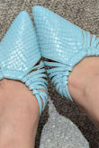 These shoes are so cute, but one of the straps is attached incorrectly, is twisted and can't just be manually untwisted because it's sewn in. But for the price, I can't complain, and my friend said she couldn't tell. I wouldn't recommend them if you are planning on wearing them for something that might have a close-up of your shoes (I'm not getting married, but when I saw these, I thought to myself they would be so cute as a "something blue"). - Shirley Y.