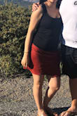 It's very cute and casual. I like the color a lot and the fit is pretty loose and casual. I think if I ordered a smaller size it would look like the model? But I think it was fine. Very comfortable and the tie on the side can get a little bulky but not too overwhelming. - Julie W.