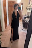 I was worried this dress would be a little on the risque side, as I was needing it for a black-tie wedding. Let me tell you, this dress is so flattering! The material is more of a mesh/elastic feel, but that made it that much more breathable. I am in between a medium/large on most fits and decided to size up after other purchases ran a little small. In hindsight, I probably could have sized down. I can't wait to wear this dress! - Lindsey M.