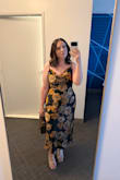 Absolutely loved this dress. Got so many compliments! I was worried about wearing a silk dress and everything showing, but I did not have that problem at all! I was comfortable all night, and it was very easy to dance in. I am usually a M/L but ordered XL for extra room, as I was worried about my hips not fitting. Ended up perfect for my body shape. - Lexie A.