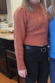 Heavier material, good length sleeves. Love it - Amy M.