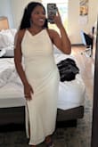 I absolutely loved this dress! I wore it for my bridal shower and it was exactly what I wanted. The fit was so flattering and hugged my body beautifully without feeling overly tight. The draped neckline gave it such an elegant, feminine look. The slit added just the right amount of detail without being too much. I also loved the length, especially with heels. It photographed beautifully and was comfortable enough to wear throughout the entire shower. I received so many compliments! It was simple, classy, and bridal without feeling overdone. Definitely a perfect bridal shower dress, and I would absolutely recommend it! - Rothani A.