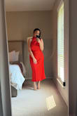 The red orange color and fit were perfect for me! Looked very classy and sophisticated. Great quality! - Annabel V.