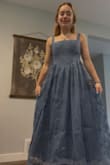 Wowowow, this dress is simply amazing!! It fits true to size and is very flattering, comfortable, and most of all beautiful. From the built-in flower pattern to the gorgeous blue color, this dress has it all. I am wearing this to my hoco dance because we do tons of swing dancing, and I simply cannot wait to spin in it!! HIGHLY recommend - Avery T.
