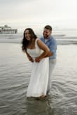 Used for beachy engagement photos! Not see-through, but just lightweight enough to be comfortable. My only mild complaint is that the straps were a little long and not adjustable. The lace detailing was an adorable touch. - Mikhala S.