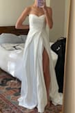 After trying on lots of expensive dresses and ordering many other Lulus options, I knew I wanted this style of dress (sweetheart neckline, soft A-line, leg slit). I had my eye on some Jenny Yoo dresses that are almost identical to this (Preston, Marisol, Kennedy), but really didn't want to pay $1-2k plus alterations. Saw this one and knew I had to have it! Will need it hemmed slightly and will close the leg slit just a bit. I also need the top taken in and some more support added, but since the dress only cost me $350 I'm not worried about the added expense of alterations. Can't wait to wear this on my wedding day! - Lindsay C.
