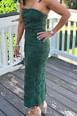 Such a stunning dress. I wore it to a 70th birthday party and got so many compliments. The emerald green, the floral design, and the midi length were perfect, especially for my 5 foot height. - Rose S.