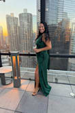 I am so happy I purchased this dress. I wore it as a wedding guest, and it was perfect for a formal event. Had the right amount of stretch and elasticity. The slit was a little too high, but I managed to cover it by sitting down for dinner. The material was phenomenal, and I received so many compliments! - Monica P.