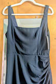 Beautiful dress, but definitely size up! I absolutely loved the look of this dress. The navy color is gorgeous, and the ruching gives it such an elegant, flattering look. The material also feels nice and makes the dress look more expensive than it is. My only issue was the sizing. I ordered a Large, which is usually what I wear, but there really isn't much stretch to the fabric, and it was too fitted on me. I ended up needing an XL. If you're between sizes or prefer a little more room, I would definitely recommend sizing up. Other than that, it's a beautiful dress and would be perfect for a wedding, reception, or formal event. - Kassandra N.