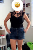 Super cute and comfy- never thought I'd say that about a bodysuit! Can wear for work or dress up for a night out! Loved it. My only complaint is that, on me with wider shoulders, the "frilly" bits could have been a little wider (to start more on my shoulder cap) - Emily K.