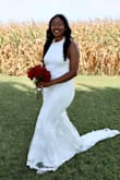 Perfect for a small budget friendly wedding. Dress looks more expensive than it is. I'm taller and thickish so I didn't know what to expect. XL for the win. The train is a little different fitting from the slip underneath, but had someone help to fit it out nicely - Deja S.