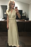 Ordered this dress to see if I would like it for my bridesmaids. Very pleasantly surprised by the quality and color. Fabric is brilliant/bright and very stretchy. It wasn't quite right for what I was looking for for my wedding. It will hug your curves. Length is great and I liked how you can tie it a bunch of different ways. - Susie L.